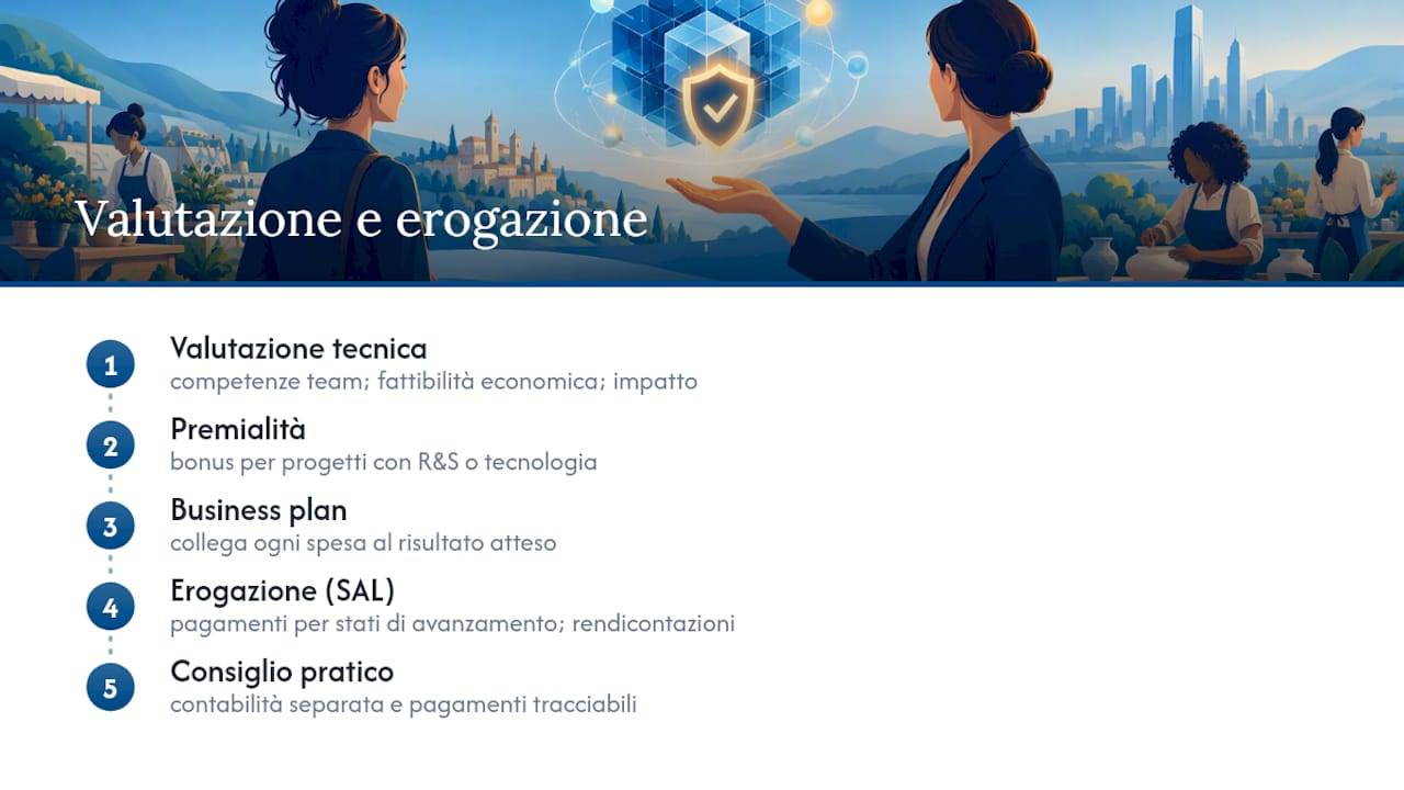 Come vengono valutati i progetti e come funziona l'erogazione — overview diagram
